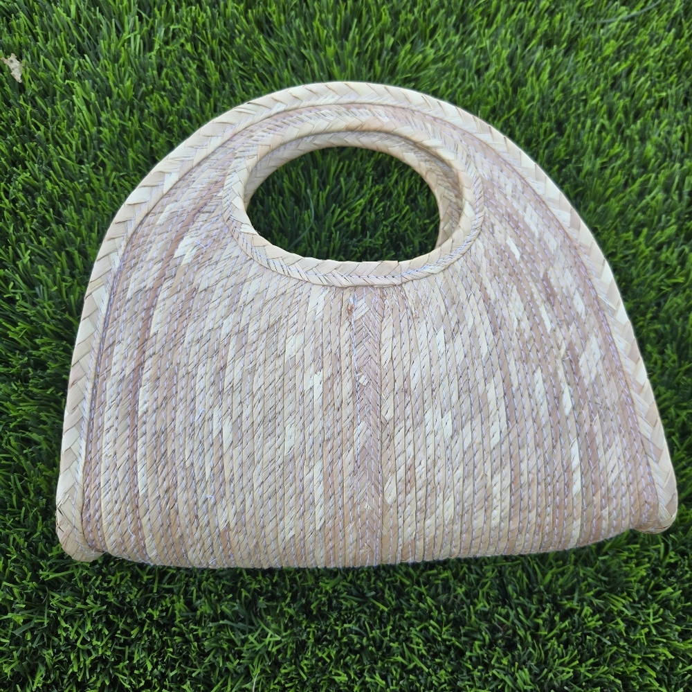 Woven Straw Clutch Wristlet in Natural Tan Beige